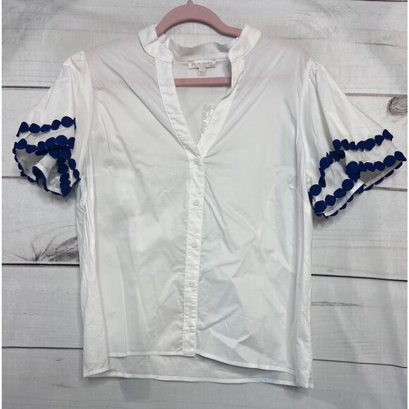 NWT Flying Tomato Size Large White Top With Blue Ric Rac Trim - Picture 1 of 6